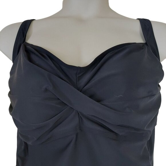 Cromer Resortwear Womens Plus Size Black Ruched One-Piece Swimsuit - Picture 7 of 11